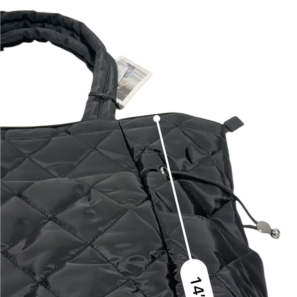 Sincerely Jules Large Black Puffy Quilted Nylon Travel Tote / Carry-On - Picture 4 of 11